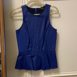 A/X Armani Exchange Blue Leather Peplum Top